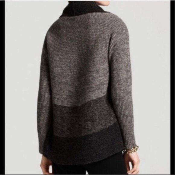 EILEEN FISHER Oval Open Circle ColorBlock Cardigan Sweater Wool Knit Jacket S - Picture 2 of 11